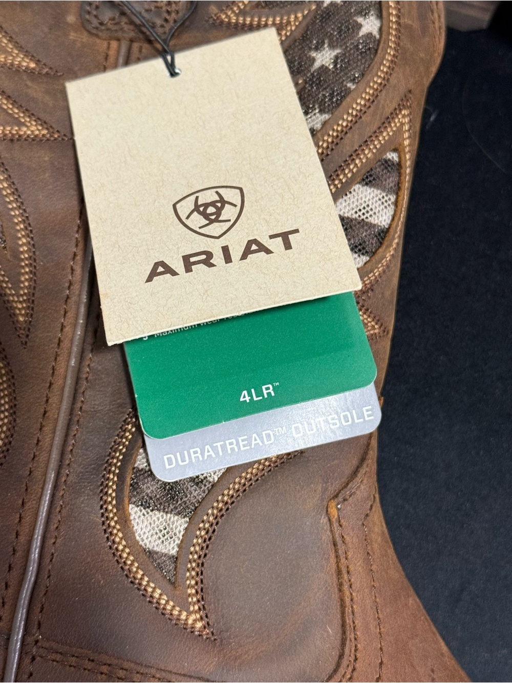 Ariat Brown Leather Cowboy Boots with Flag-Inspired Shaft - Picture 5 of 14